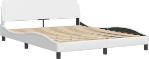 vidaXL Rama łóżka z zagłówkiem, biała, 160x200 cm, sztuczna skóra 5