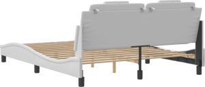 vidaXL Rama łóżka z zagłówkiem, biała, 160x200 cm, sztuczna skóra 6