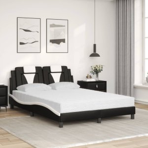 vidaXL vidaXL Łóżko z materacem, czarno-białe, 140x200 cm, sztuczna skóra 3