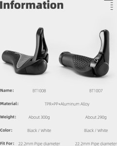 RockBros Zestaw gripów rączek rowerowych z rogami antypoślizgowe - czarny ROCKBROS 2