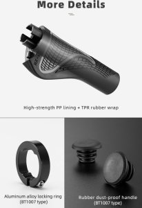 RockBros Zestaw gripów rączek rowerowych z rogami antypoślizgowe - czarny ROCKBROS 10