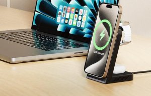 Ładowarka INVZI Bezprzewodowa ładowarka, INVZI, MGF7W, 3w1, 15W (biała) 4