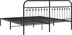 vidaXL vidaXL Metalowa rama łóżka z wezgłowiem, czarna, 183x213 cm 6
