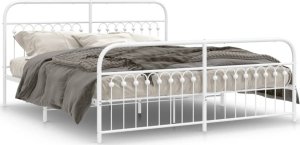vidaXL vidaXL Metalowa rama łóżka z wezgłowiem i zanóżkiem, biała, 183x213 cm 2