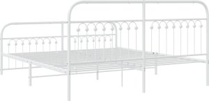 vidaXL vidaXL Metalowa rama łóżka z wezgłowiem i zanóżkiem, biała, 183x213 cm 6
