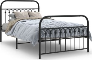 vidaXL vidaXL Metalowa rama łóżka z wezgłowiem i zanóżkiem, czarna, 100x190cm 2