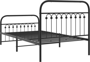 vidaXL vidaXL Metalowa rama łóżka z wezgłowiem i zanóżkiem, czarna, 100x190cm 6