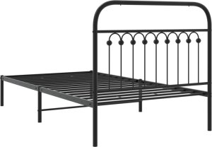 vidaXL vidaXL Metalowa rama łóżka z wezgłowiem, czarna, 100x190 cm 6