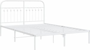 vidaXL vidaXL Metalowa rama łóżka z wezgłowiem, biała, 140x190 cm 3