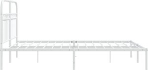 vidaXL vidaXL Metalowa rama łóżka z wezgłowiem, biała, 140x190 cm 5