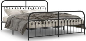 vidaXL vidaXL Metalowa rama łóżka z wezgłowiem i zanóżkiem, czarna, 183x213cm 2