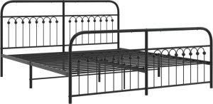 vidaXL vidaXL Metalowa rama łóżka z wezgłowiem i zanóżkiem, czarna, 183x213cm 3