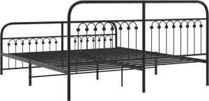 vidaXL vidaXL Metalowa rama łóżka z wezgłowiem i zanóżkiem, czarna, 183x213cm 6