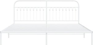 vidaXL vidaXL Metalowa rama łóżka z wezgłowiem, biała, 200x200 cm 4