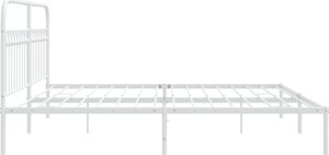 vidaXL vidaXL Metalowa rama łóżka z wezgłowiem, biała, 200x200 cm 5