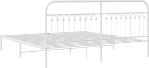 vidaXL vidaXL Metalowa rama łóżka z wezgłowiem, biała, 200x200 cm 6