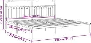 vidaXL vidaXL Metalowa rama łóżka z wezgłowiem, biała, 200x200 cm 8
