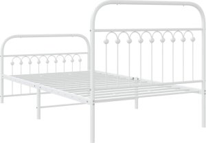 vidaXL vidaXL Metalowa rama łóżka z wezgłowiem i zanóżkiem, biała, 100x190 cm 6