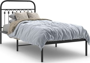 vidaXL vidaXL Metalowa rama łóżka z wezgłowiem, czarna, 90x200 cm 2