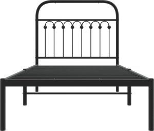vidaXL vidaXL Metalowa rama łóżka z wezgłowiem, czarna, 90x200 cm 4