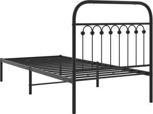 vidaXL vidaXL Metalowa rama łóżka z wezgłowiem, czarna, 90x200 cm 6