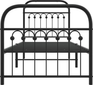vidaXL vidaXL Metalowa rama łóżka z wezgłowiem i zanóżkiem, czarna, 75x190 cm 4