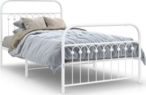 vidaXL vidaXL Metalowa rama łóżka z wezgłowiem i zanóżkiem, biała, 100x200 cm 2