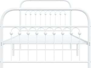 vidaXL vidaXL Metalowa rama łóżka z wezgłowiem i zanóżkiem, biała, 100x200 cm 4