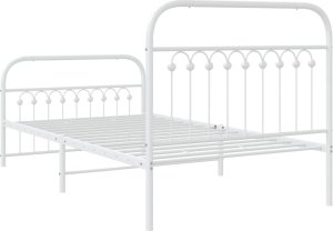 vidaXL vidaXL Metalowa rama łóżka z wezgłowiem i zanóżkiem, biała, 100x200 cm 6