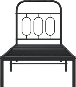 vidaXL vidaXL Metalowa rama łóżka z wezgłowiem, czarna, 75x190 cm 4