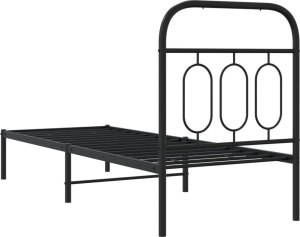 vidaXL vidaXL Metalowa rama łóżka z wezgłowiem, czarna, 75x190 cm 6