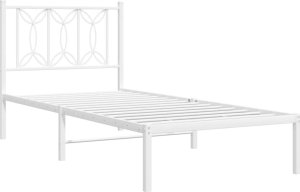 vidaXL vidaXL Metalowa rama łóżka z wezgłowiem, biała, 90x200 cm 3