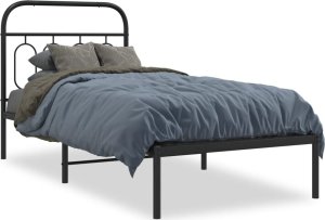 vidaXL vidaXL Metalowa rama łóżka z wezgłowiem, czarna, 80x200 cm 2