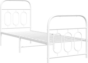 vidaXL vidaXL Metalowa rama łóżka z wezgłowiem i zanóżkiem, biała, 75x190 cm 3