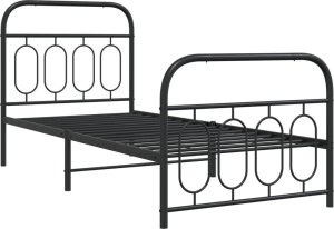vidaXL vidaXL Metalowa rama łóżka z wezgłowiem i zanóżkiem, czarna, 90x200 cm 2