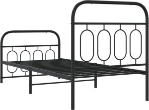 vidaXL vidaXL Metalowa rama łóżka z wezgłowiem i zanóżkiem, czarna, 90x200 cm 6
