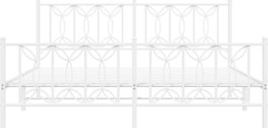 vidaXL vidaXL Metalowa rama łóżka z wezgłowiem i zanóżkiem, biała, 183x213 cm 4