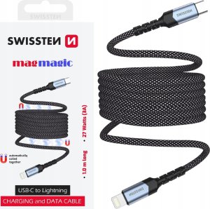 Kabel USB Swissten Magnetic Data Cable Self-Winding USB-C / Lightning 1 M 1