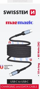 Kabel USB Swissten USB-C - USB-C 1 m Czarny (71551010) 5