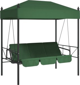 vidaXL vidaXL Huśtawka ogrodowa z baldachimem, zielona, stal 2
