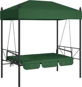 vidaXL vidaXL Huśtawka ogrodowa z baldachimem, zielona, stal 4