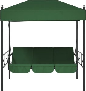 vidaXL vidaXL Huśtawka ogrodowa z baldachimem, zielona, stal 5