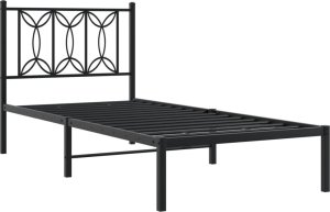 vidaXL vidaXL Metalowa rama łóżka z wezgłowiem, czarna, 90x200 cm 3