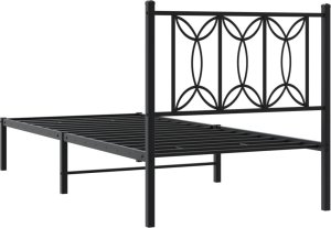 vidaXL vidaXL Metalowa rama łóżka z wezgłowiem, czarna, 90x200 cm 6