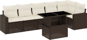 vidaXL 7-cz. zestaw wypoczynkowy do ogrodu, z poduszkami, brązowy 2