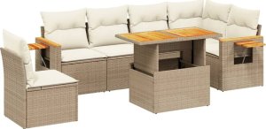 vidaXL vidaXL 7-cz. zestaw wypoczynkowy do ogrodu, z poduszkami, beżowy 2