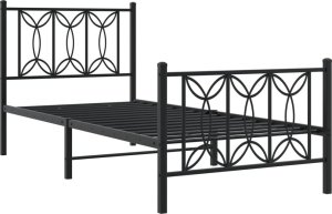 vidaXL vidaXL Metalowa rama łóżka z wezgłowiem i zanóżkiem, czarna, 90x200 cm 3