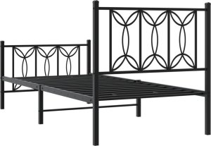 vidaXL vidaXL Metalowa rama łóżka z wezgłowiem i zanóżkiem, czarna, 90x200 cm 6