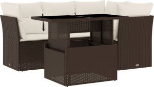 vidaXL 5-cz. zestaw mebli ogrodowych z poduszkami, brązowy, polirattan 2