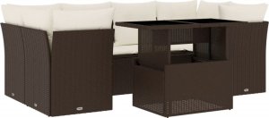 vidaXL 7-cz. zestaw wypoczynkowy do ogrodu, z poduszkami, brązowy 2